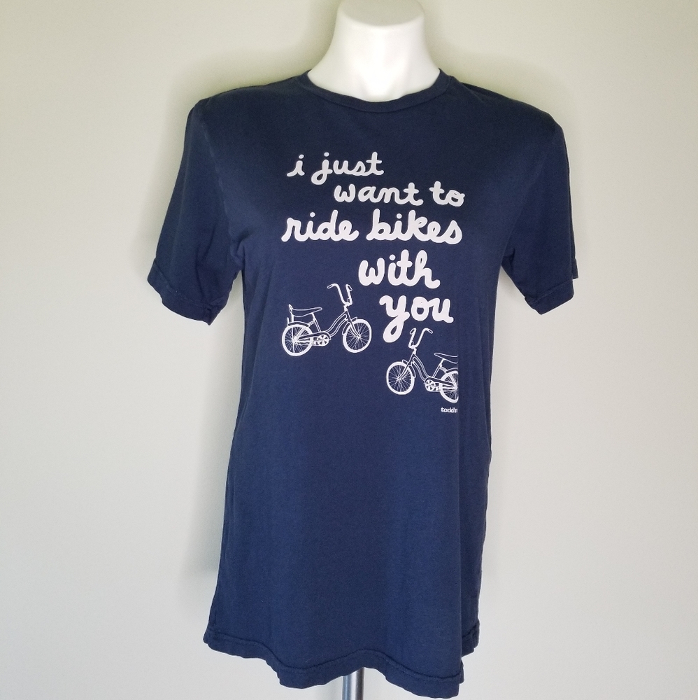 Toddland I Just Want to Ride Bike with You T Shirt Blue
